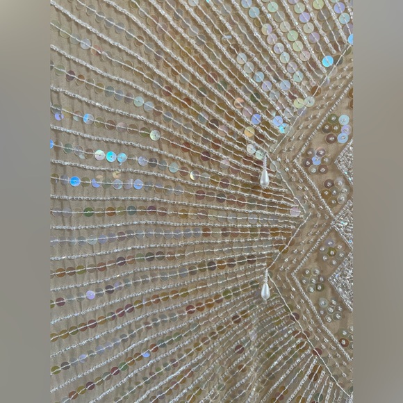 Neutral Sheer Bridal Cocktail Dress - Picture 16 of 17